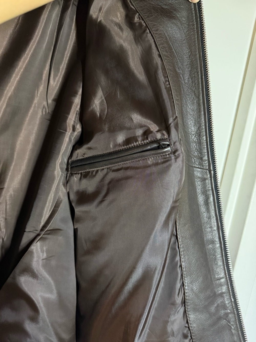 Karl Lagerfeld Men's Brown Leather Zipper Jacket - Picture 8 of 13